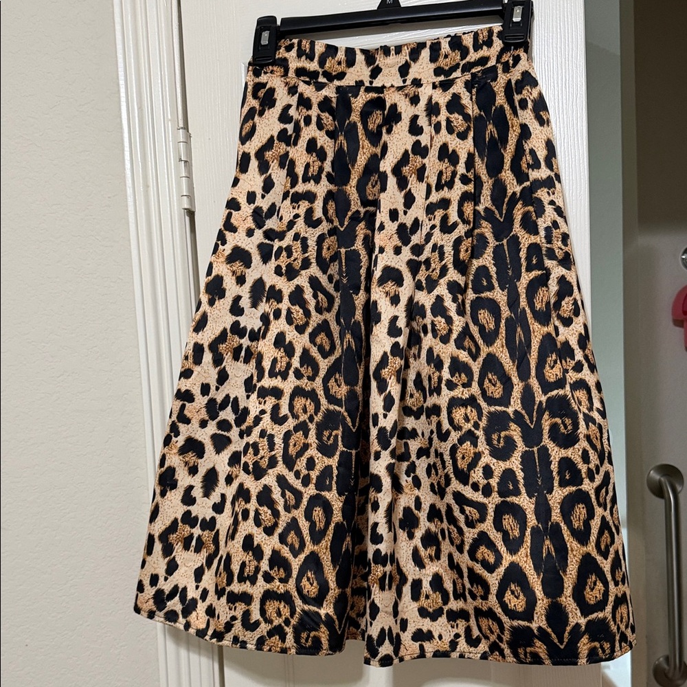 Anna Leopard Print A-Line Skirt
